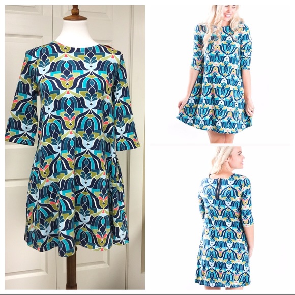 All For Color Dresses & Skirts - ❗️1 XS LEFT❗️NWT POCKET SWING DRESS ART DECO PRINT